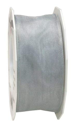 PRÄSENT - Four Seasons Organza wired edge Ribbon Sterling Silver 40 mm width, 25 m length — image 1