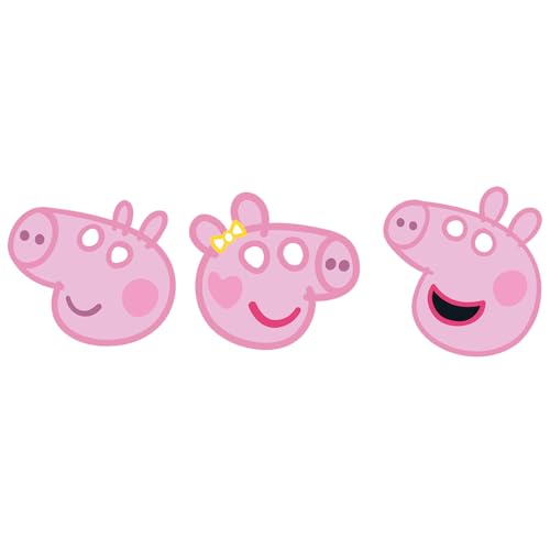 Riethmüller Peppa Pig 6 Party Masks - Funny Peppa Pig Masks for Children's Birthday & Theme Party - Cartoon Decoration & Fancy Dress for Children