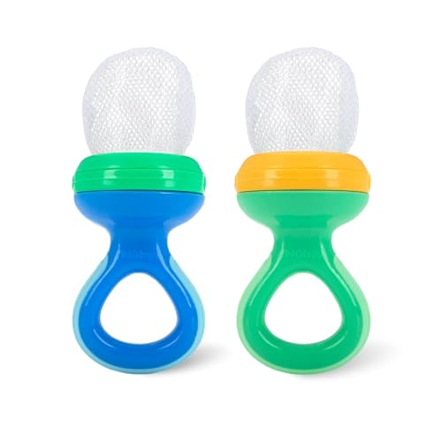 Nuby Nibbler Mesh First Soft Foods Feeder, 2pk (Blue/Green)