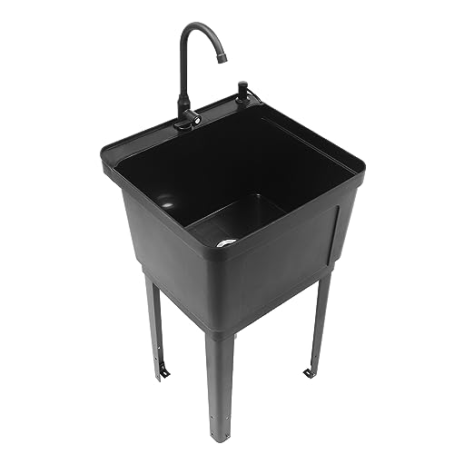 Laundry Sink,Freestanding Plastic Laundry Sink With Washboard,Utility