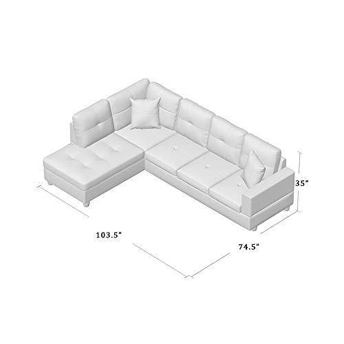 Ainehome Leather Sectional Couch Set, L Shape Sofa Set, Living Room
