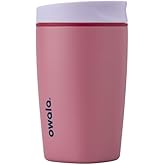 Owala SmoothSip Slider Insulated Stainless Steel Coffee Tumbler, Reusable Iced Coffee Cup, Hot Coffee Travel Mug, BPA Free 12 oz, Purple/Pink (Crochet Queen)