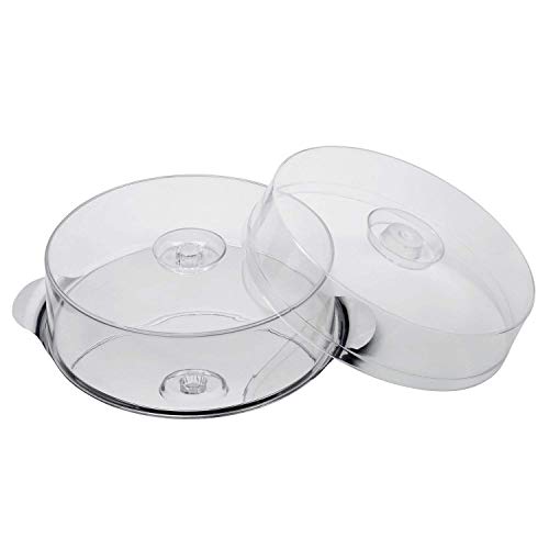 APS Cake Stand with 2 Covers, Diameter 30 cm, height of Covers 7 and 10 cm Stainless Steel Place Mats with Product inside