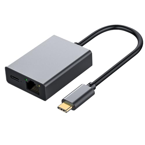 USB C to RJ45 Ethernet 1000Mbps Chromecast Charging Adapter (up to 100W Power) for Chromecast Phone Mac-Book Air Mac-Book Pro & Windows with Charging Port