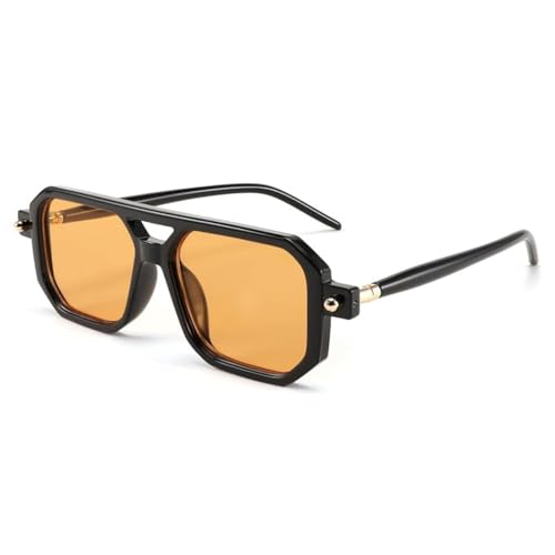 FEISEDY Lentes de sol Cuadrado Aviador Vintage Mujeres Hombres, Gafas de sol Elegante Marco Retro Clásico UV400 B2622