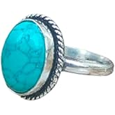 Blue Turquoise Stone Ring 925 Sterling Silver Statement Ring For Women Turquoise Bridal Ring Handmade Gemstone Rings Promise Ring Gift For Her Vintage Style, Wedding Gift Ring Mother Day Gifts,