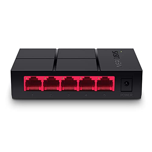 Mercusys MS105G 5-Ports Gigabit Netzwerk Switch, Automatische Aushandlung, Automatische MDI/MDIX-Umschaltung, Plug and Play, MAC-Adressen-Lernen, 105×70×24.9 mm