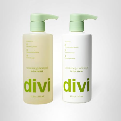 Divi Shampoo and Conditioner Set for Women and Men - Hair Care Duo for All Hair Types, Adds Volume, Lift, and Bounce, Strengthens and Nourishes Hair - Full Size, 2 x 12 Fl Oz