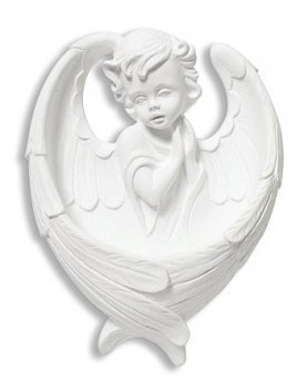 White Resin Guardian Angel Holy Water Font Religious Gift
