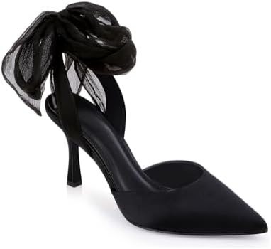 Coutgo Womens Lace up Heels Pumps High Heel Closed Pointed Toe