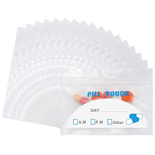 100 Pack Pill Pouch Bags (4" X 2.75") Thickness is 6 Mil, Portable