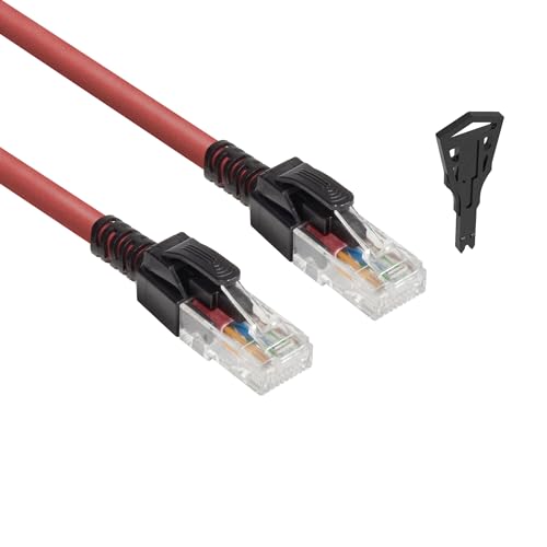 ACT Cavo Ethernet CAT6A con serratura, cavo patch Ethernet RJ45 (U/UTP), LSZH antipiega, rosso, 2 m - FB5502