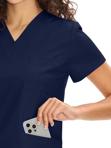 COZY SCRUBS Uniforme Médico Mujer Scrubs - Conjunto Enfermería con Blusa Cuello V y Pantalón Recto, 9 Bolsillos