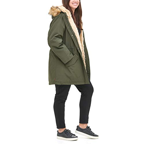 Levi's Women's Faux Fur Lined Hooded Parka Jacket (Standard and Plus Size), Olive, 3X Pricepulse