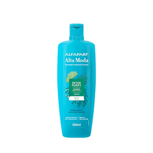Alta Moda Detox Purify Shampoo - Cabelos soltos e leves da raiz Ă s pontas - Limpeza poderosa e prolongada - Cabelos oleosos 300ml