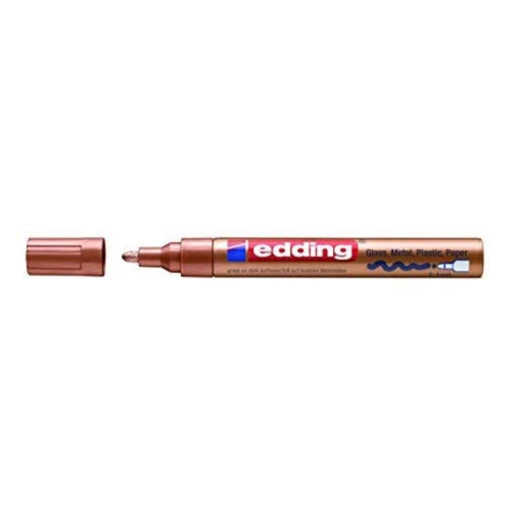 edding 750 gloss paint marker - copper - 10 paint markers - round tip 2-4 mm - paint pen for glass, pebbles, wood, plastic, paper - waterproof, high coverage