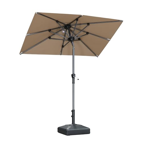 PURPLE LEAF Marktschirm 180 × 120 cm Alu mit Kurbel & Knickfunktion Taupe