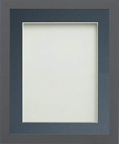Frame Company Allington Grey Photo Frame with Blue Mount, 6x4 for 5x3 inch, fitted with perspex