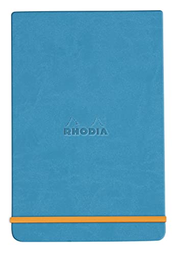 RHODIA 194358C - Hard Notebook Webnotepad Turquoise - A6 - Lined - 192 Detachable Pages - Clairefontaine Ivory Paper 90 g/m - Bookmark, Elastic Closure - Faux Leather Cover - Rhodiarama