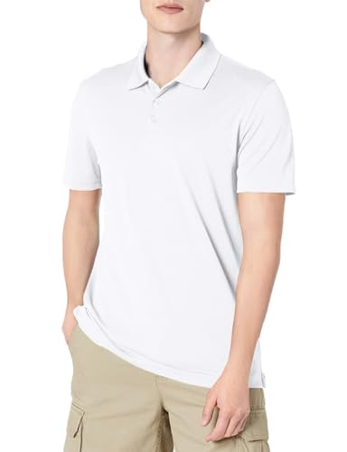 Herren Golf-Poloshirt, schmale Passform, schnelltrocknend, Weiß, Größe L