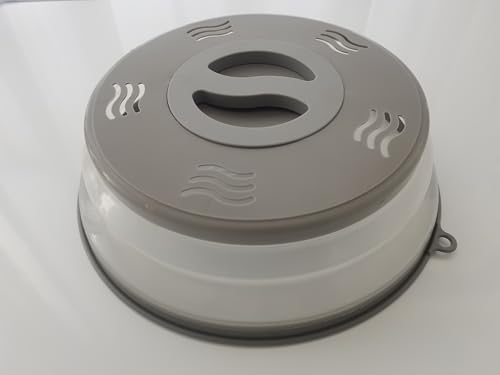 XGHJ Microwave Splatter Cover Vented for Food, Splatter Guard & Colander Kitchen Gadget for Fruit Vegetables Microwave Plate Cover with Hook Hole,Dishwasher-Safe,BPA-Free Silicone & Plastic (Gray)