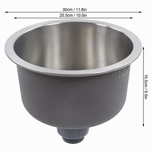 Mini Round Stainless Steel Sink with Drain Connector for Small Kitchens Diameter 30 cm