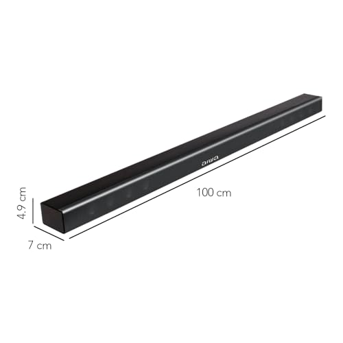 Aiwa Barra de Sonido 2.1 Canales 100W RMS con Subwoofer Integrado Bluetooth USB AUX RCA AWSBH1WW – Soundbar para TV de 1 m, Modo Manos Libres, Montaje Interior