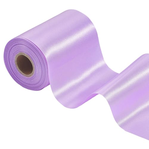 CABODYALS 20M 100mm Wide Light Purple Double Face Satin Ribbon Solid Colour Silk Fabric Vintage Ribbons Polyester Soft Trim for Sewing Making Valentine Wedding Dresses Decor Gift Wrapping Diy Craft