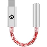 Girftu JCALLY JM6 Pro USB C Type-C to 3.5mm Dual DAC CX31993 MAX97220 Digital Audio Portable decoding amp HiFi DAC Mobile Headset Adapter (Silver Red)