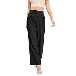 FUNYYZO Women's Wide Leg Pants High Elastic Waisted
