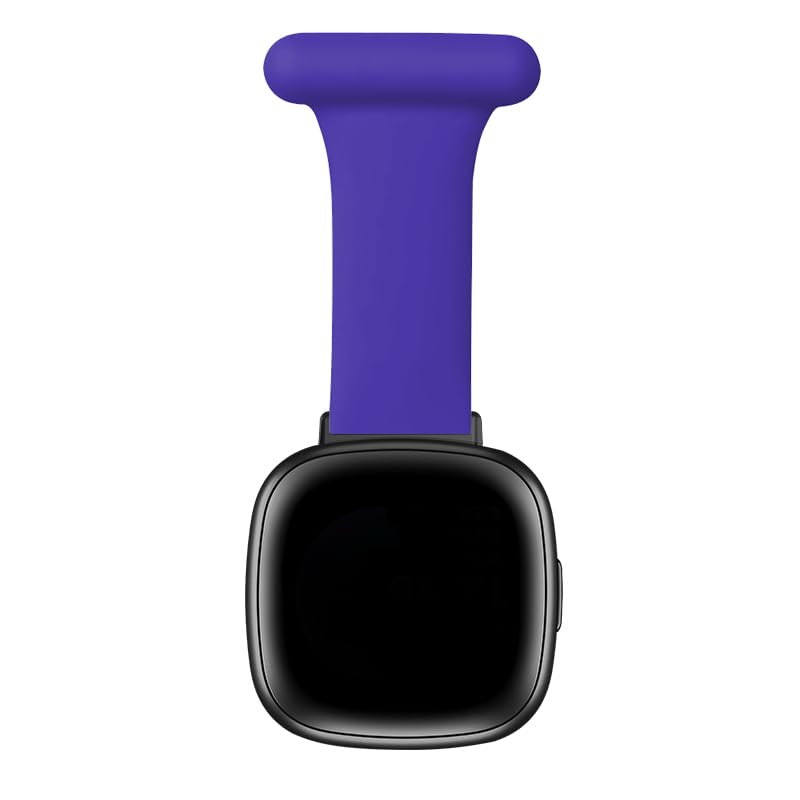 Chofit Nurse Watch Brooch Straps Compatible with Fitbit Versa 4 Bands, Soft Silicone Pin Fob 20mm Strap Watch Band Accessories for Versa 4/Sense 2/Versa 3/Sense (Dark Purple) — image 1