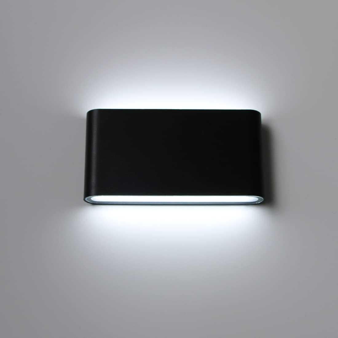 LEDBAY 12W LED Outdoor Wall Lamp Waterproof Aluminum Wall Lights Porch Garden Corridor Wall Sconce Indoor Wall Light Cold White 6000K (Black Shell Cold White)