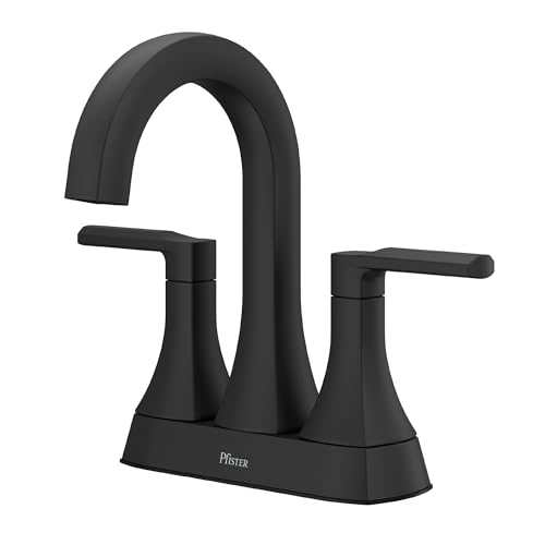 Pfister Vaneri LF048VRIBB - Grifo para lavabo de baño, juego central de 4 pulgadas, 2 manijas, 3 agujeros, acabado negro mate