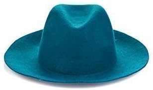 Fedora Bowler Floppy Cowboy Felt Fedora Style Wide Brim Hat 10 Colours 100% Wool (Turquoise) Apparel