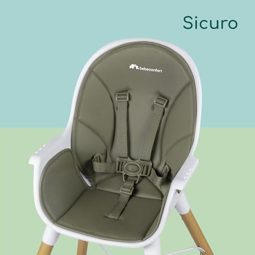 Avista seggiolone pappa evolutivo che si trasforma in sedia bambino, con imbottitura e vassoio, dai 6 mesi, portata 30 kg, Mineral Green