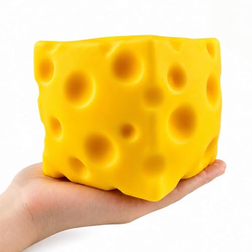 Plimto Giant Cheese Squishy Toy, 10cm Jumbo Slow Rising Stress Ball, 400g TPR Outer Layer with EVA Foam Filling, Soft Sensory Fidget Toy for Kids, Teens & Adults, Novelty Desk Decor and Gift