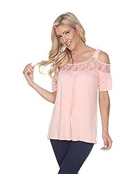 white mark Bexley Lace Cut-Out Tunic Top in Coral