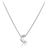 BOFAYS Silver Moon Necklace for Women, Titanium Steel Dainty Moons Pendant Delicate Simple Minimalist Jewelry