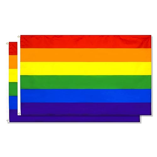 Vedouci Rainbow Flag 3 x 5 Ft 2 LGBT Flag Gay Pride Rainbow Flag 2 Packs, Flag…