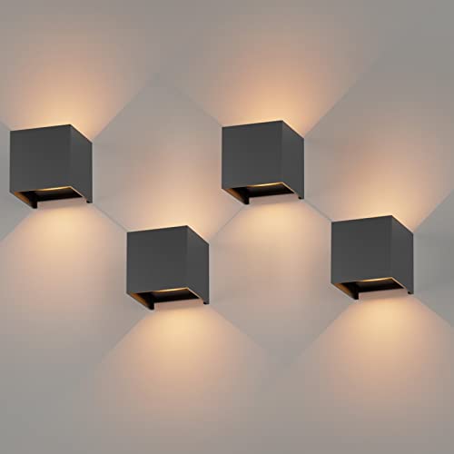 K-Bright 4 Pack Außenlampe Auf und ab Einstellbarer Lichtstrahl, Dunkelgrau