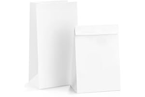 BagDream Paper Lunch Bags 6lb 100Pcs Kraft Paper Bags Bulk, Craft Bags, Bread Bags, White Paper Snack Bags, 6x3.54x11 Inches 