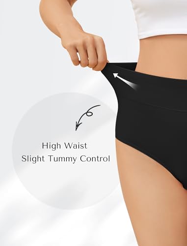 VOENXE Calzones de Mujer Algodon,Cintura Alta Ropa Interior Postparto,Bragas Pantaletas Control Abdomen,Tiro Alto Panties Elástico,Cotton Underwear Women Compresion,Braguitas Suave Y CóModo,4 Piezas
