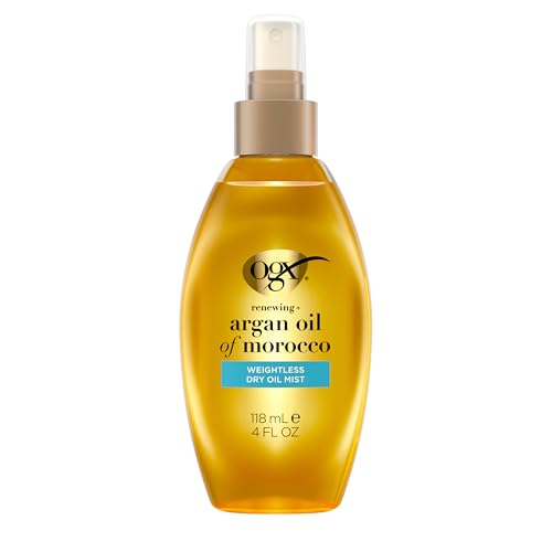 OGX Renewing + Argan Oil of Morocco Weightless Healing Dry Oil Spray, Lightweight Hair Oil Mist for Split Ends, Frizzy Hair and Flyaways, Paraben-Free, Sulfated-Surfactants Free, 4 Fl Oz