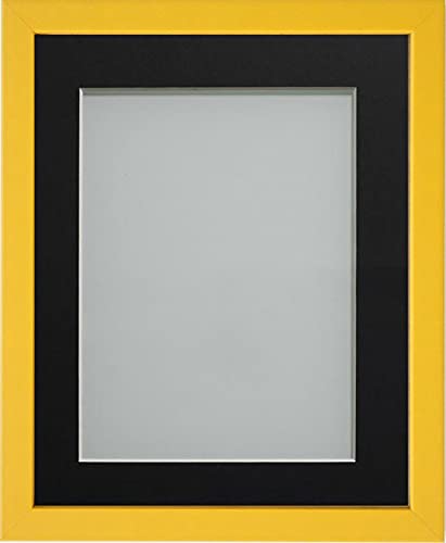 Frame Company Jellybean Range Mustard Yellow Wooden 7x5 inch Picture Photo Frame with Black Mount for Image 6x4 inch * Choice of Colours & Sizes* Fitted with Perspex