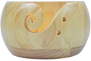 Joyeee Wooden Yarn Bowls for Knitting, Handmade Yarn Storage Round Woven Bowl with Drills Holes, Yarn Holder for Knitting and Crochet for Mum Wife Granny Gift, Smooth Surface, Light Easy to Carry