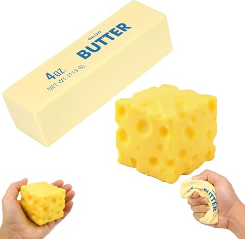 Butter Squishy, Sensory Cheese Block Slow Rise Squishy, 2026 New Adults Soft Novelty Rebounding Sensory Theme Cheese Butter Stress Balls, (a set of 2pcs)