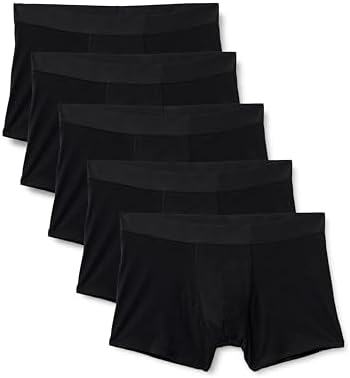 Boxer in Jersey di Cotone, Biancheria Intima Uomo, Pacco da 5, Nero, S