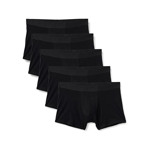 Boxer in Jersey di Cotone, Biancheria Intima Uomo, Pacco da 5, Nero, S