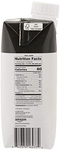 AMAZON GROCERY, PURE COCONUT WATER, NO ADDED SUGAR, 11.2 FL OZ, 24 CT