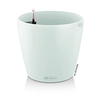 Lechuza Classico Color 43 Self-Watering Garden Planter for Indoor and Outdoor Use, White Matte